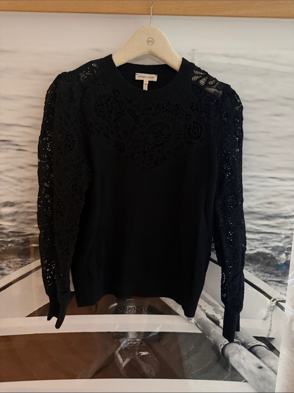 Rebecca Taylor Black Lace-Sweater